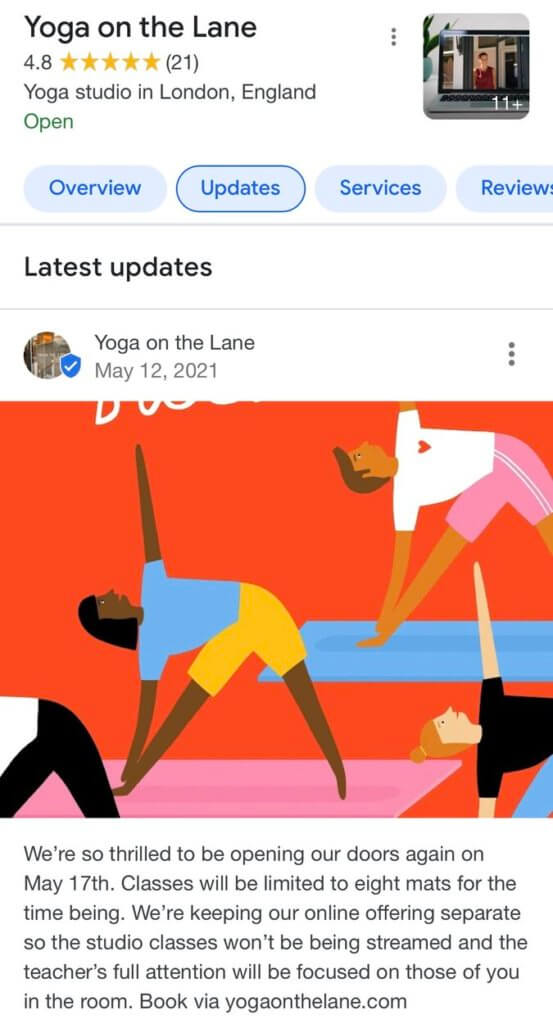 How to post on Google My Business - yoga studio