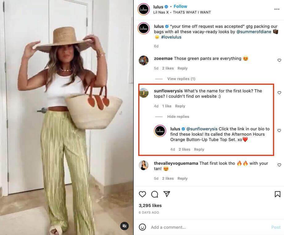How to Sell on Instagram - lulus ig post