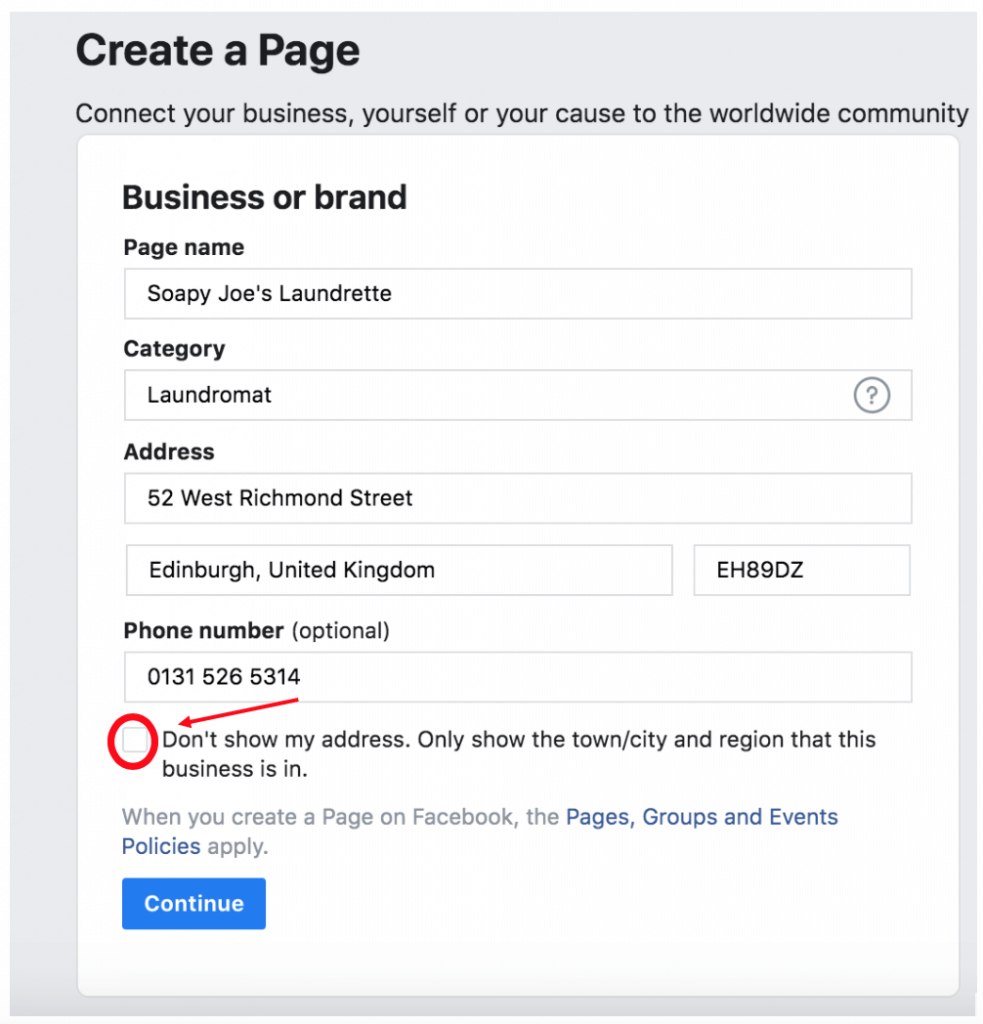 Adding an address - Facebook Business Page