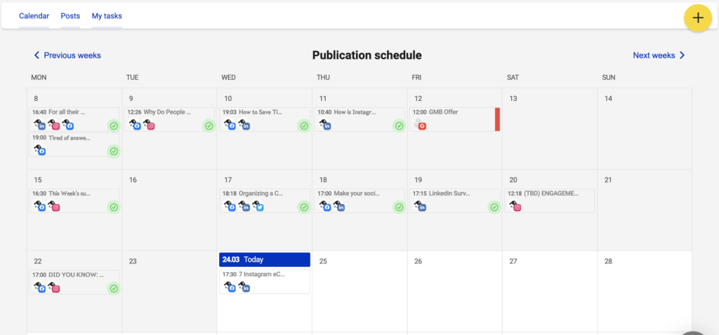 NapoleonCat’s Publisher calendar view