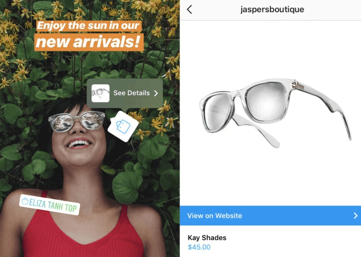 Shoppable Instagram Stories stickers